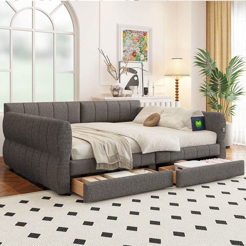 Upholstered Platform Bed With USB Charging - R&R Furniture Gallery (Fountain Valley, CA)