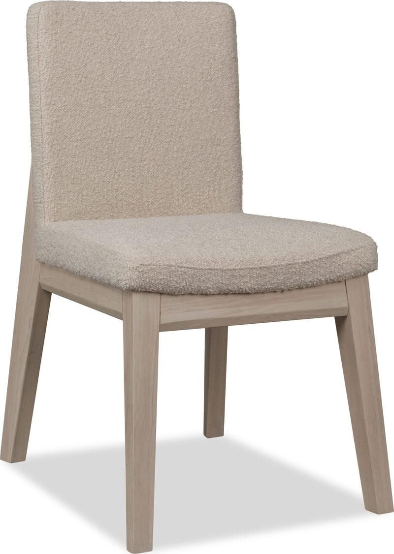 Liv Solid Wood Dining Chair in White Sand and Brun Boucle