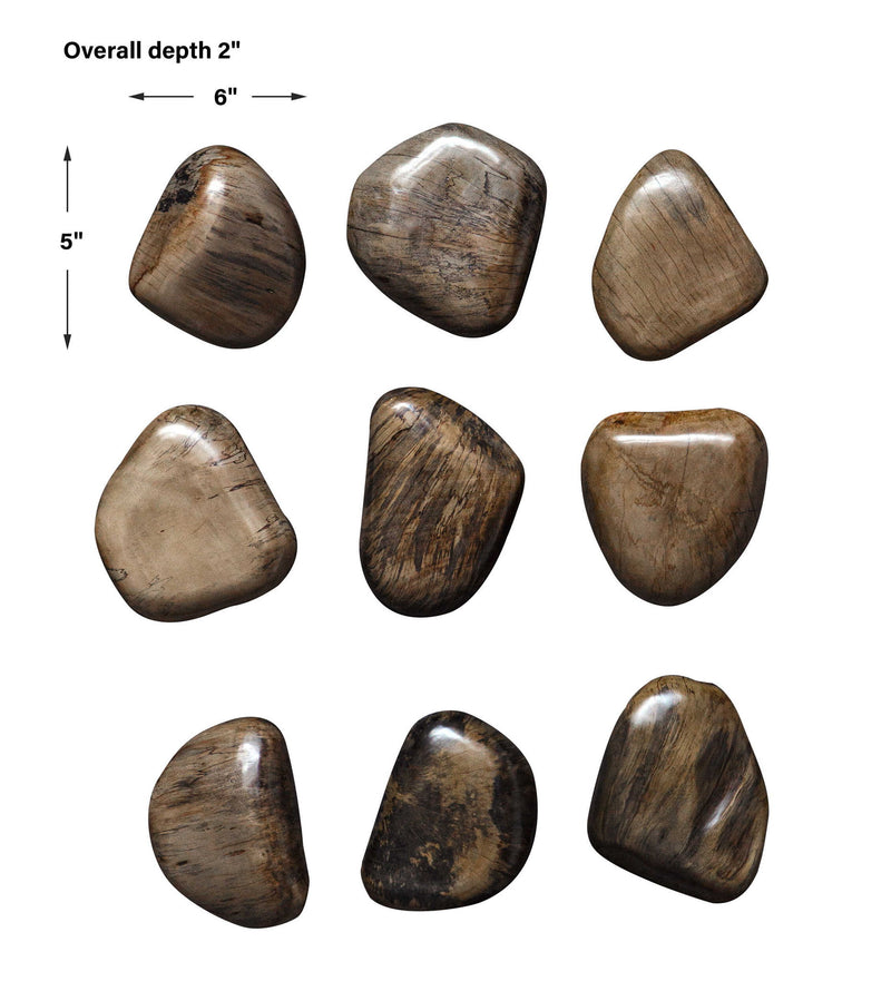 Pebbles - Walnut Wood Wall Décor (Set of 9) - Dark Brown