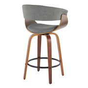 Lumi Source vintage mod mid-century modern fixed height counter stools with swivel, round footrest, set of 2, dark wood finish