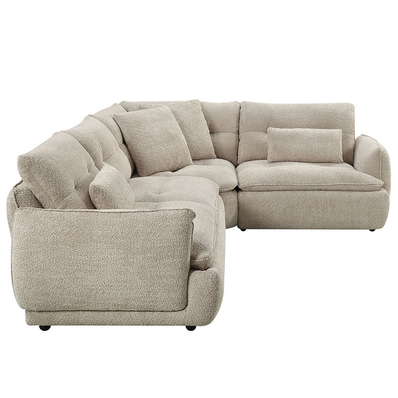 Jonina - Sectional Sofa With 4 Pillows - Beige Chenille - R&R Furniture Gallery (Fountain Valley, CA)
