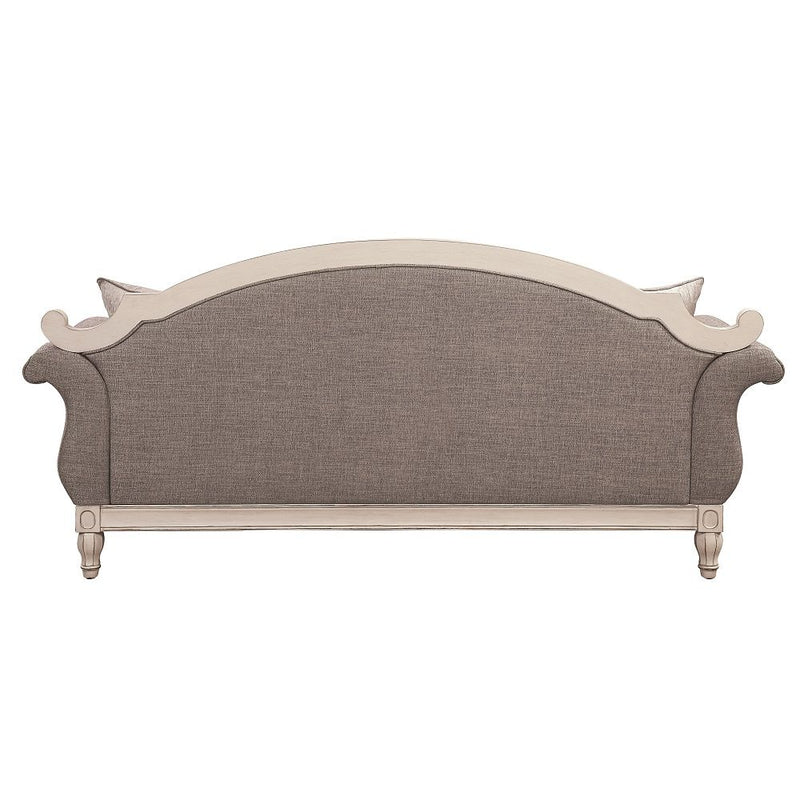 Florian - Sofa With 4 Pillows - Gray Fabric & Antique White - R&R Furniture Gallery (Fountain Valley, CA)
