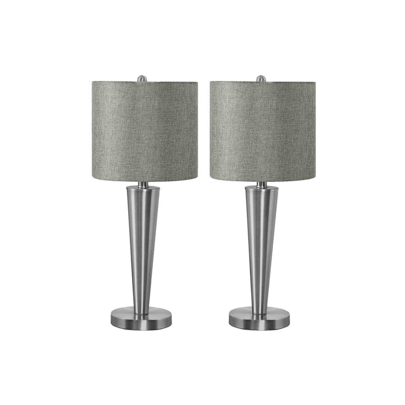 Set of two 8th Street contemporary table lamps featuring USB ports, with sleek design and illuminated shades.