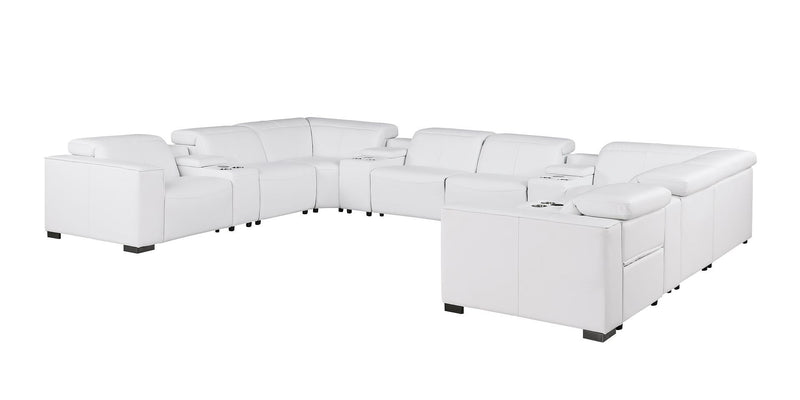1208 - 12 Piece U Shaped Leather Sectional With 4 Power Recliners & Power Headrest