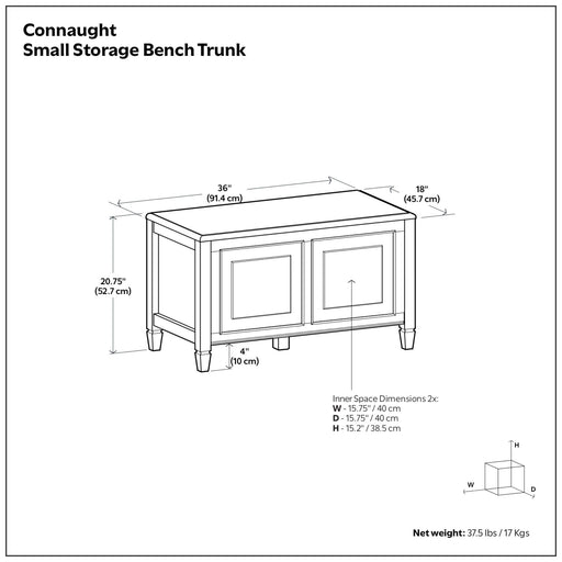 Connaught - Wide Storage Bench Trunk - Chestnut - R&R Furniture Gallery (Fountain Valley, CA)