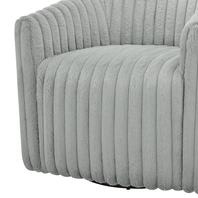 Alexa - Barrel Swivel Chair - Gray - R&R Furniture Gallery (Fountain Valley, CA)