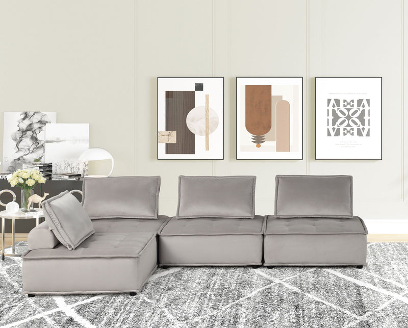 Lilola Home Anna stylish sectional sofa with matching ottoman, stationary sectional with plush fabric and modern design.
