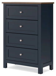 Landocken - Four Drawer Chest - Brown / Blue - R&R Furniture Gallery (Fountain Valley, CA)