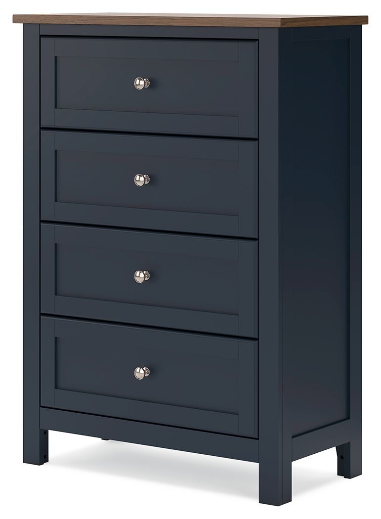 Landocken - Four Drawer Chest - Brown / Blue - R&R Furniture Gallery (Fountain Valley, CA)