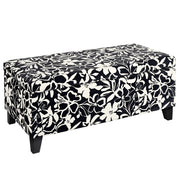 Luxury Storage Ottoman With Floral Patterned Fabric, Soft-Close Hinges, Multi Functional - R&R Furniture Gallery (Fountain Valley, CA)