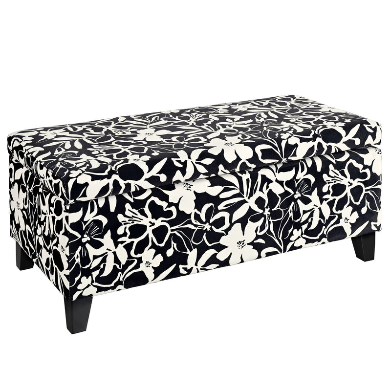 Luxury Storage Ottoman With Floral Patterned Fabric, Soft-Close Hinges, Multi Functional - R&R Furniture Gallery (Fountain Valley, CA)
