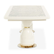 Lisbon - Double Pedestal Dining Table - Silken Matte Cream - R&R Furniture Gallery (Fountain Valley, CA)