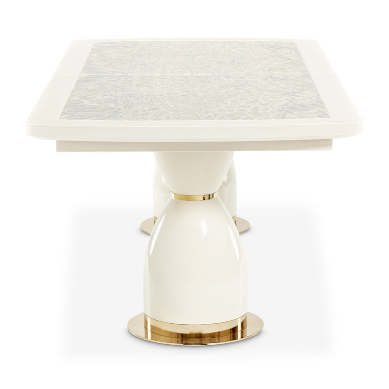 Lisbon - Double Pedestal Dining Table - Silken Matte Cream - R&R Furniture Gallery (Fountain Valley, CA)