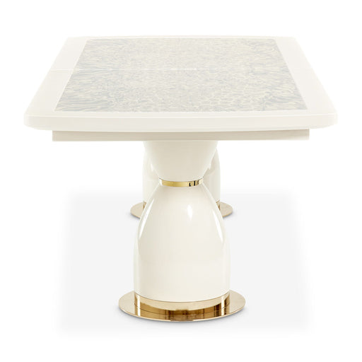 Lisbon - Double Pedestal Dining Table - Silken Matte Cream - R&R Furniture Gallery (Fountain Valley, CA)