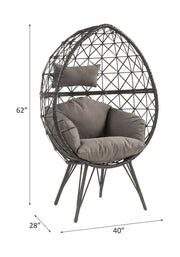 Aeven - Patio Lounge Chair - Light Gray Fabric & Black Wicker - R&R Furniture Gallery (Fountain Valley, CA)