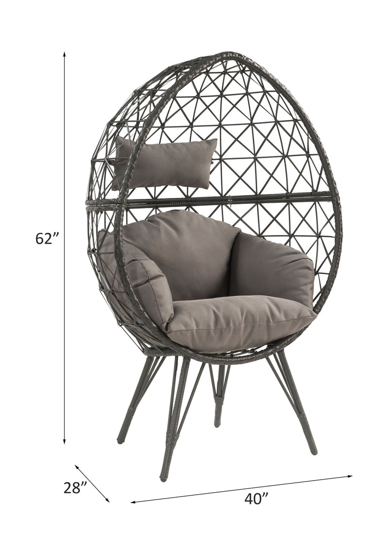 Aeven - Patio Lounge Chair - Light Gray Fabric & Black Wicker - R&R Furniture Gallery (Fountain Valley, CA)