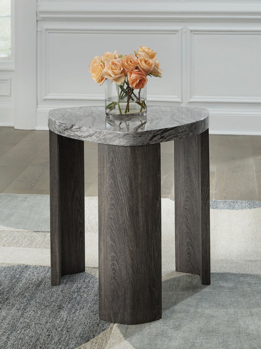 Surmour - Triangle End Table - Gray / Brown - R&R Furniture Gallery (Fountain Valley, CA)
