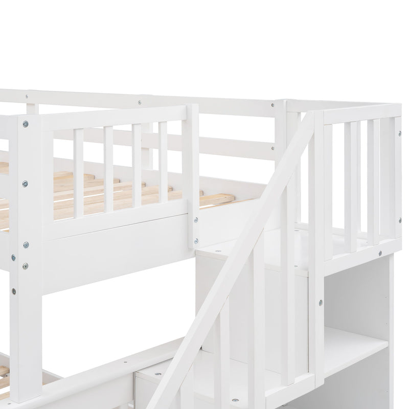 Stairway Bunk Bed With Storage And Guard Rail For Bedroom - R&R Furniture Gallery (Fountain Valley, CA)