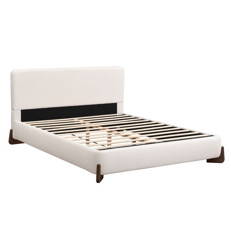 Queen Size Elegant Terry Upholstered Bed - White - R&R Furniture Gallery (Fountain Valley, CA)
