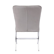 Daire - Side Chair (Set of 2) - Light Gray Velvet & Chrome - R&R Furniture Gallery (Fountain Valley, CA)