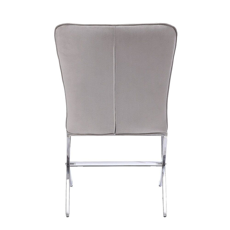 Daire - Side Chair (Set of 2) - Light Gray Velvet & Chrome - R&R Furniture Gallery (Fountain Valley, CA)