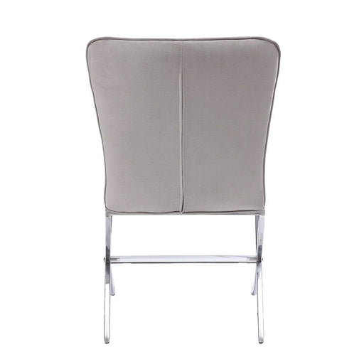 Daire - Side Chair (Set of 2) - Light Gray Velvet & Chrome - R&R Furniture Gallery (Fountain Valley, CA)