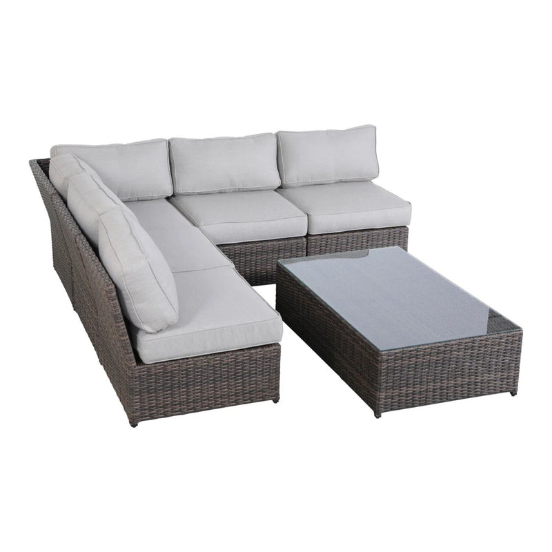 Comfortable Modern Patio Rattan Sectional Set With Cushions - R&R Furniture Gallery (Fountain Valley, CA)