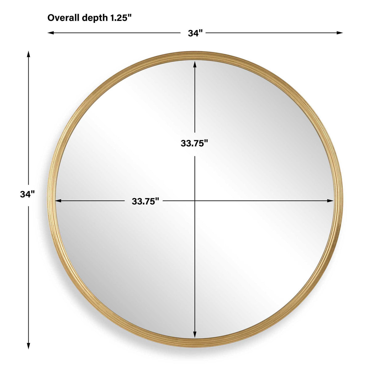 34" Round Mirror - Gold Leaf