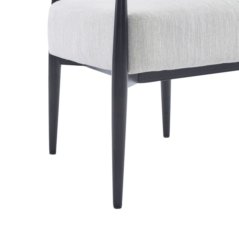 Mid Century Modern Upholstered Accent Armchair With Tapered Legs - Beige / Black / Gold - R&R Furniture Gallery (Fountain Valley, CA)
