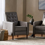 Macedonia - Mid Century Modern Button Tufted Fabric Recliner - Slate - R&R Furniture Gallery (Fountain Valley, CA)