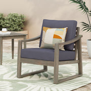 Noble House Samwell outdoor club arm chair with cushioned seat and backrest for patio or garden relaxation.