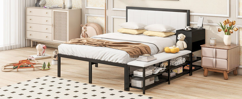 Platform Bed With 2 Tier Storage Shelves, Storage Cabinet - R&R Furniture Gallery (Fountain Valley, CA)