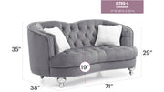 Glory Furniture Jewel stationary loveseat with plush fabric upholstery and elegant design, ideal for living room seating.