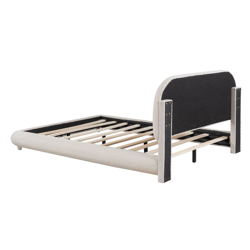 Upholstered Platform Bed With Thick Solid Frame And Stylish Curve-Shaped Design - R&R Furniture Gallery (Fountain Valley, CA)