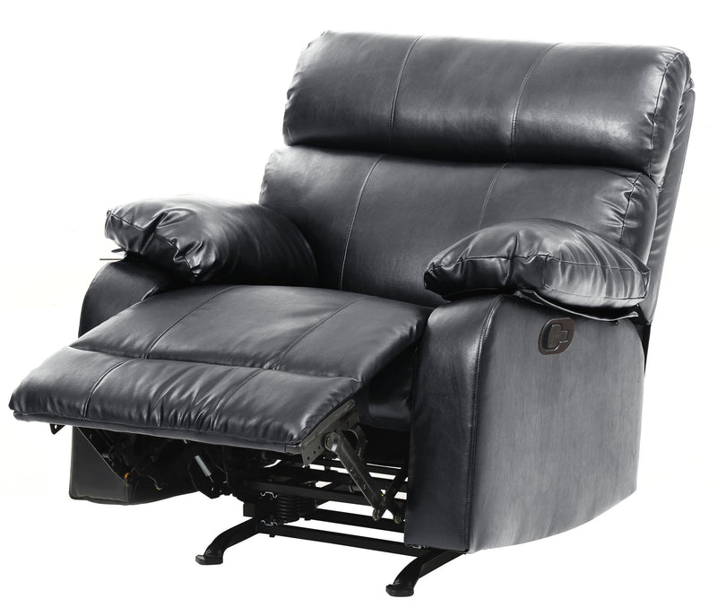 Glory Furniture modern design rocker recliner with plush upholstery and curved armrests, ideal for comfortable lounging.