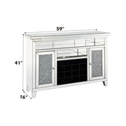 Noralie - 41" Wine Cabinet With LED - Mirrored & Faux Diamonds - R&R Furniture Gallery (Fountain Valley, CA)