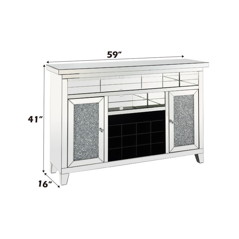 Noralie - 41" Wine Cabinet With LED - Mirrored & Faux Diamonds - R&R Furniture Gallery (Fountain Valley, CA)