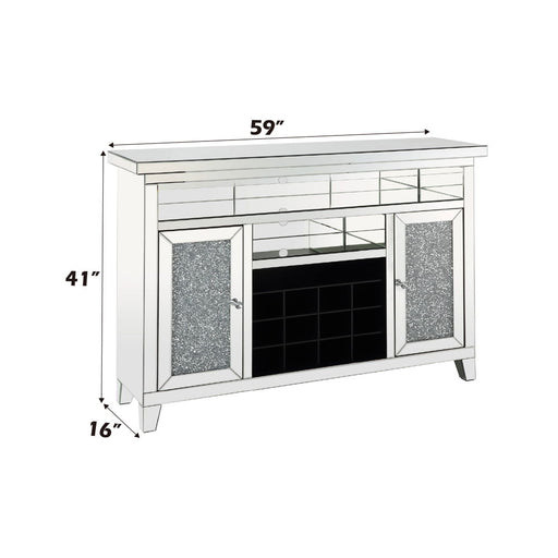 Noralie - 41" Wine Cabinet With LED - Mirrored & Faux Diamonds - R&R Furniture Gallery (Fountain Valley, CA)