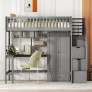 Loft Bed With Bookshelf, Drawers, Desk, And Wardrobe - R&R Furniture Gallery (Fountain Valley, CA)