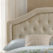 Queen & Full Size Headboard With Diamond Tufting And Nailhead Trim - Beige - R&R Furniture Gallery (Fountain Valley, CA)