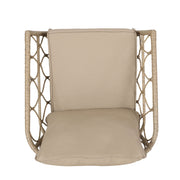 Noble House Bruce outdoor club chair set with brown rattan frames and water-resistant cushions, iron construction, stylish patio furniture