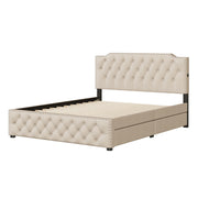 Upholstered Platform Bed With 2 Drawers And 2 Sets Of USB Ports On Each Side, Fabric - R&R Furniture Gallery (Fountain Valley, CA)