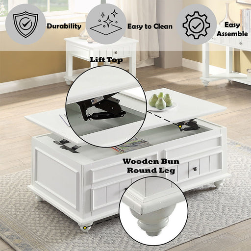 Natesa - Coffee Table With Lift Top - White Washed - R&R Furniture Gallery (Fountain Valley, CA)