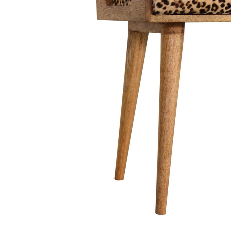 Leopard Tray Style Footstool - Brown Oak - R&R Furniture Gallery (Fountain Valley, CA)