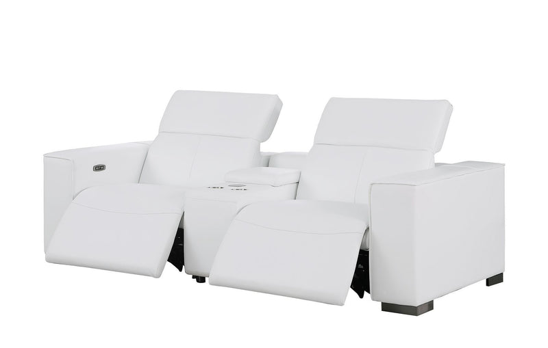 1208 - Modular Leather Set With 5 Power Recliners & Power Headrests