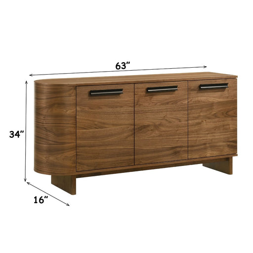 ACME Kyree server in walnut finish, showcasing a sleek and modern design with clean lines and a sturdy build.