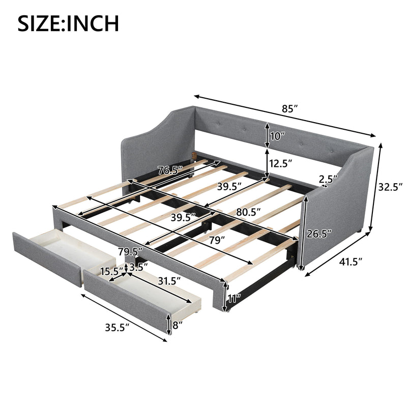 Upholstered Daybed With 2 Drawers - R&R Furniture Gallery (Fountain Valley, CA)