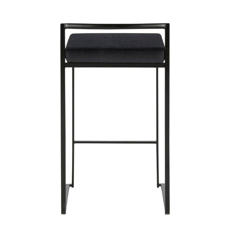 Lumi Source Fuji contemporary stackable counter stool set featuring modern design with wooden seats and metal legs.