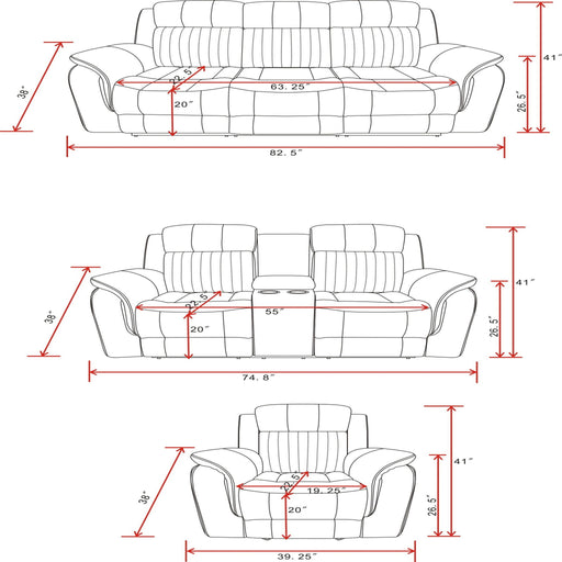 Steban - Console Reclining Loveseat - Gray - R&R Furniture Gallery (Fountain Valley, CA)