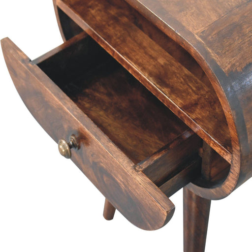 Circular Bedside Table With Open Slot - Walnut - R&R Furniture Gallery (Fountain Valley, CA)